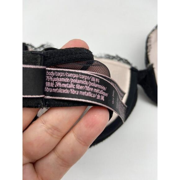 Victoria's Secret Bra Women 32C Black Very‎ Sexy Push-Up Lace LOGO - Picture 8 of 10